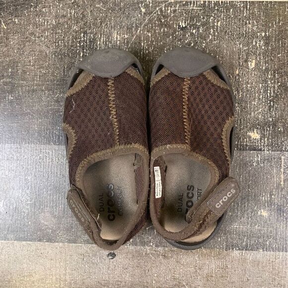Crocs Little kids Size 9 Swiftwater Sandals Brown Slingback Water Shoes Outdoor - Picture 5 of 10